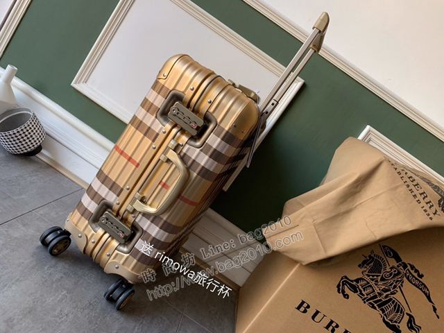 Rimowa拉杆箱 66666 Rimowa x Burberry首度合作版 經典巴寶莉格子紋 全裸鎂合金 日默瓦拉箱 巴寶莉行李箱xzx1139